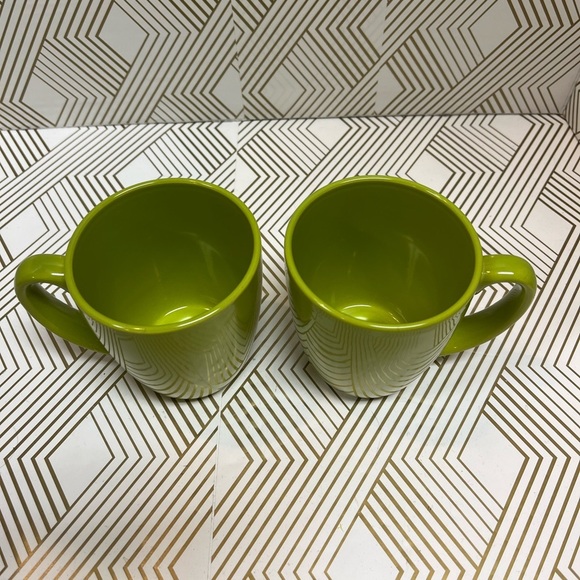 Vintage Corelle Coordinates Lime Green Stoneware Coffee Mugs Set Of 2 - Picture 3 of 8
